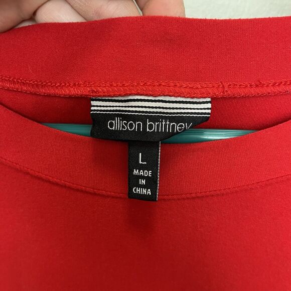 Allison Brittney | Dreaming Of A Wine Christmas Roll Tab Sleeve Top Large Sequin - Picture 4 of 6